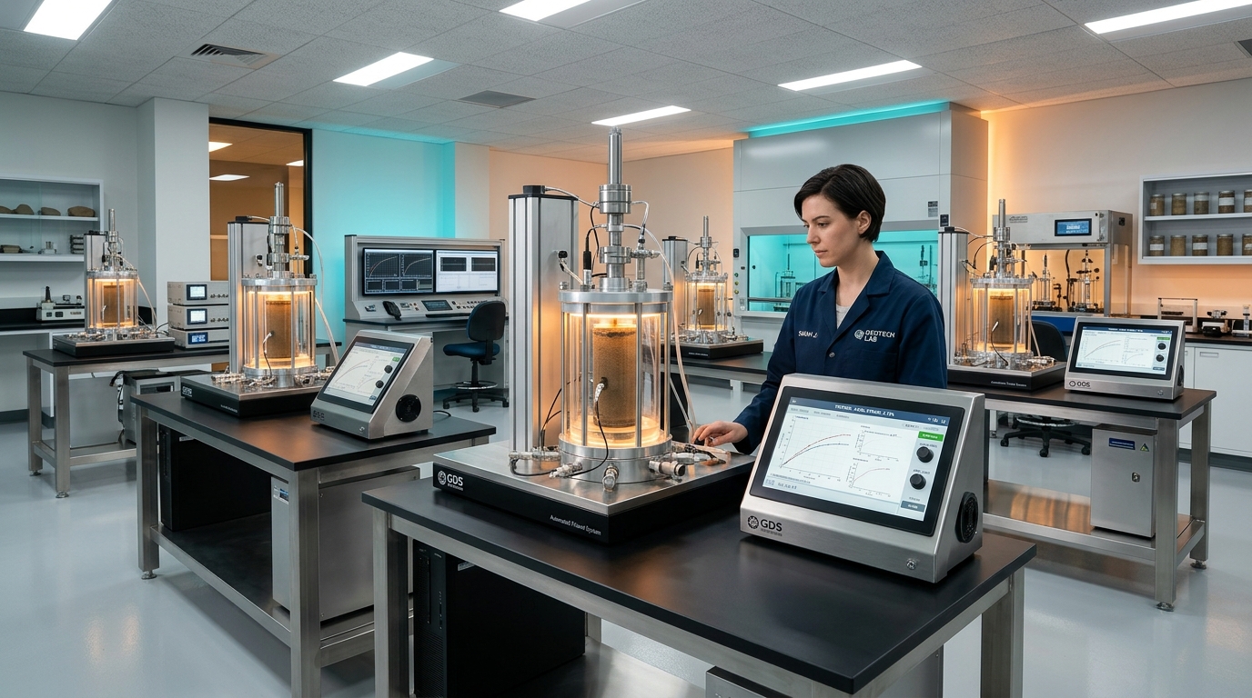 Modern Geotechnical Soil Testing Laboratory with Automated Triaxial Equipment